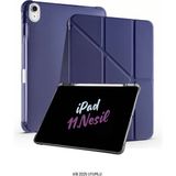 Fuchsia Apple iPad 11. Nesil A16 2025 Uyumlu 10.9 Inç Kalem Bölmeli Standlı Fuchsia Tri Folding Tablet Kılıfı - Lacivert