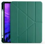Fuchsia Apple iPad 11. Nesil Uyumlu 11 Inç Kalem Bölmeli Standlı Fuchsia Tri Folding Tablet Kılıfı - Koyu Yeşil