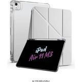 Fuchsia Apple iPad Air 11 Inç 2025 M3 Çip Uyumlu Kalem Bölmeli Standlı Tri Folding Fuchsia Tablet Kılıfı - Gri