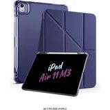 Fuchsia Apple iPad Air 11 Inç 2025 M3 Çip Uyumlu Kalem Bölmeli Standlı Tri Folding Fuchsia Tablet Kılıfı - Lacivert
