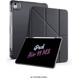 Fuchsia Apple iPad Air 11 Inç 2025 M3 Çip Uyumlu Kalem Bölmeli Standlı Tri Folding Fuchsia Tablet Kılıfı - Siyah
