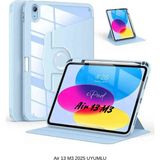 Fuchsia Apple iPad Air 13 2025 M3 Çip Uyumlu 360° Dönebilen Yatay Dikey Standlı Fuchsia Pino Tablet Kılıfı - Mavi