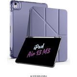 Fuchsia Apple iPad Air 13 Inç 2025 M3 Çip Uyumlu Kalem Bölmeli Standlı Akıllı Fuchsia Trifolding Tablet Kılıfı - Mor