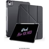 Fuchsia Apple iPad Air 13 Inç 2025 M3 Çip Uyumlu Kalem Bölmeli Standlı Akıllı Fuchsia Trifolding Tablet Kılıfı - Siyah