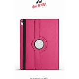 Fuchsia Apple iPad Air 13 M3 2025 Uyumlu 360° Yatay Dikey Dönebilen Deri Tablet Kılıfı - Pembe