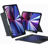Fuchsia Apple iPad Air 13 M3 2025 Uyumlu Fuchsia Touch Pad Bluetooth Klavyeli Standlı Mıknatıslı Tablet Kılıfı - Siyah