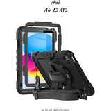 Fuchsia Apple iPad Air 13 M3 Çip 2025 Uyumlu Askılı Defender 360° Dönebilir Standlı Zırh Tablet Kılıfı - Siyah