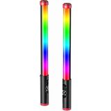 Fuchsia FM-128RGB OLED Ekran Göstergeli Rgb LED Işıklı Su Geçirmez Aydınlatma Çubuğu - Çok Renkli