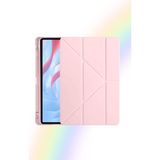 Fuchsia Galaxy Tab A11 8.7 İnç ile Uyumlu Kalem Bölmeli Akıllı Trifolding Tablet Kılıfı - Rose Gold