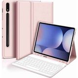Fuchsia Galaxy Tab S10 Plus ile Uyumlu 12.4" Standlı Klavyeli Tablet Kılıfı Pembe