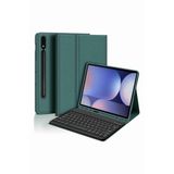 Fuchsia Galaxy Tab S10 Plus ile Uyumlu 12.4" Standlı Klavyeli Tablet Kılıfı Yeşil