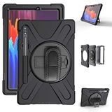 Fuchsia Galaxy Tab S8 Plus X800 Uyumlu Tam Koruma Defender Askılı 360° Dönebilir Standlı Zırh Tablet Kılıfı Siyah