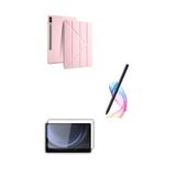Fuchsia Galaxy Tab S9 Plus / S9 Fe Plus ile Uyumlu Tablet Kılıfı S Pen Tablet Kalemi Ekran Koruyucu Set - Rose Gold