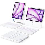 Fuchsia iPad 11. Nesil A16 ile Uyumlu 360 Dönebilen Standlı Işıklı Risser Türkçe Q Klavyeli Tablet Kılıfı - Beyaz