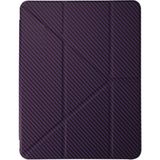 Fuchsia iPad Air 11 (2024-2025) ile Uyumlu Renkli Karbon Trifolding Kalem Bölmeli Tablet Kılıfı Mor