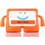 Fuchsia iPad Air 13 2024 ile Uyumlu kOkO Eğlenceli Karakterli Standlı Yumuşak Çocuk Tablet Kılıfı - Turuncu