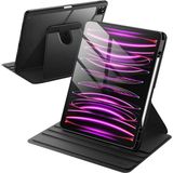 Fuchsia iPad Air 13 Inc 2024 ile Uyumlu 360 Derece Dönebilen Yatay Dikey Stand Özellikli Pino iPad Tablet Kılıf - Siyah