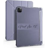 Fuchsia iPad Air 13 inç M2 Çipli Uyumlu Kalem Bölmeli Akıllı Trifolding Mor Tablet Kılıfı
