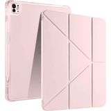 Fuchsia iPad Pro 13 2024 Uyumlu Kalem Bölmeli Akıllı Uyku Modlu Trifolding A2925 / A2926 Tablet Kılıfı - Rose Gold