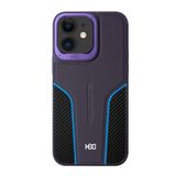 Fuchsia İphone 11 İle Uyumlu Hbc-264 Lambor Karbon Fiber Sport Derin Mor Kapak