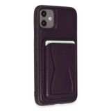 Fuchsia İphone 11 İle Uyumlu Kılıf Hd Deri Luxury Magnet Kartvizitli Derin Mor Kapak
