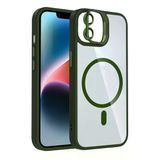 Fuchsia İphone 11 İle Uyumlu Remim Lensli Kablosuz Şarj Özellikli Standlı Koyu Yeşil Kapak