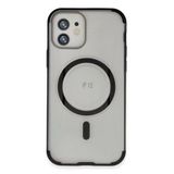 Fuchsia İphone 12 İle Uyumlu Hilton Kablosuz Şarj Özellikli Siyah Kapak