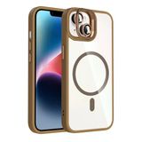 Fuchsia İphone 14 İle Uyumlu Remim Kahverengi Lensli Kablosuz Şarj Özellikli Standlı Kapak