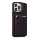 Fuchsia İphone 14 Pro İle Uyumlu Hd Deri Luxury Magnet Kartvizitli Derin Mor Kılıf