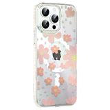 Fuchsia İphone 14 Pro Max İle Uyumlu Floral Pembe Kablosuz Şarj Özellikli Kapak