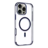 Fuchsia İphone 14 Pro Max İle Uyumlu Hilton Lacivert Kablosuz Şarj Özellikli Kapak