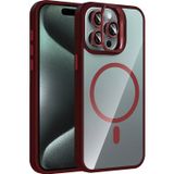 Fuchsia İphone 14 Pro Max İle Uyumlu Remim Bordo Lensli Kablosuz Şarj Özellikli Standlı Kapak