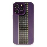 Fuchsia İphone 14 Pro Max Uyumlu Hbc-160 Almera Taşlı Derin Mor Kılıf