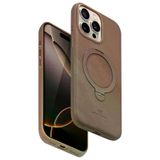 Fuchsia İphone 14 Pro Max Uyumlu Vapor Gold Deri Kablosuz Şarj Özellikli Standlı Kılıf