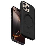 Fuchsia İphone 14 Pro Max Uyumlu Vapor Siyah Deri Kablosuz Şarj Özellikli Standlı Kılıf