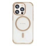 Fuchsia İphone 15 Pro İle Uyumlu Hilton Gold Kablosuz Şarj Özellikli Kapak