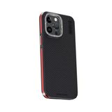 Fuchsia İphone 15 Pro İle Uyumlu Kılıf Aramid 600D Kevlar Kırmızı Karbon Fiber Kablosuz Şarj Özellikli Kapak