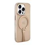 Fuchsia İphone 15 Pro Max İle Uyumlu Hbc-354 Kunlun Çöl Titanyum Standlı Kablosuz Şarj Özellikli Kapak