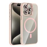 Fuchsia İphone 15 Pro Max İle Uyumlu Remim Pembe Lensli Kablosuz Şarj Özellikli Standlı Kapak