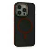 Fuchsia İphone 15 Pro Max İle Uyumlu Rocky Siyah Kırmızı Kablosuz Şarj Özellikli Kapak