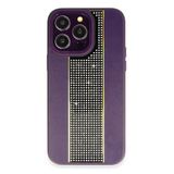Fuchsia iPhone 15 Pro Max Kılıf HBC-160 Almera Taşlı Kapak - Derin Mor