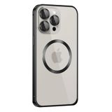 Fuchsia İphone 15 Pro Max Uyumlu Metal Bumper Magneticsafe Siyah Kılıf