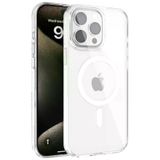 Fuchsia İphone 15 Pro Uyumlu Gleam Şeffaf Pc Sert Kablosuz Şarj Özellikli Kılıf
