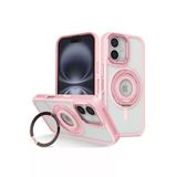 Fuchsia İphone 16 İle Uyumlu Banza Pembe Kablosuz Şarj Özellikli Standlı Kapak