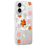 Fuchsia İphone 16 İle Uyumlu Floral Turuncu Kablosuz Şarj Özellikli Kapak
