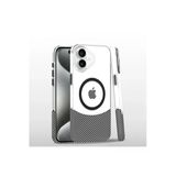 Fuchsia İphone 16 Plus İle Uyumlu Carbon Puzzle Beyaz Kablosuz Şarj Özellikli Kapak