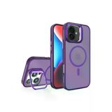 Fuchsia İphone 16 Plus İle Uyumlu Flet Lens Derin Mor Kablosuz Şarj Özellikli Kapak