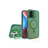 Fuchsia İphone 16 Plus İle Uyumlu Flet Lens Koyu Yeşil Kablosuz Şarj Özellikli Kapak