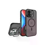 Fuchsia İphone 16 Plus İle Uyumlu Flet Lens Siyah Kablosuz Şarj Özellikli Kapak