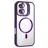 Fuchsia İphone 16 Plus İle Uyumlu Remim Lensli Magsafe Derin Mor Standlı Kapak